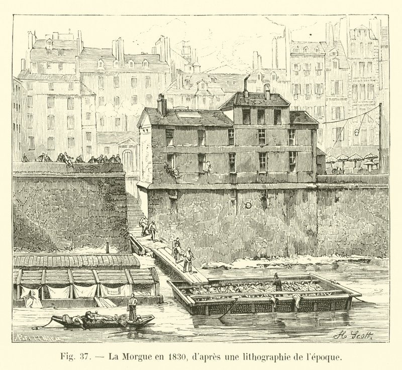 Morgue i 1830, fra en moderne litografi av French School