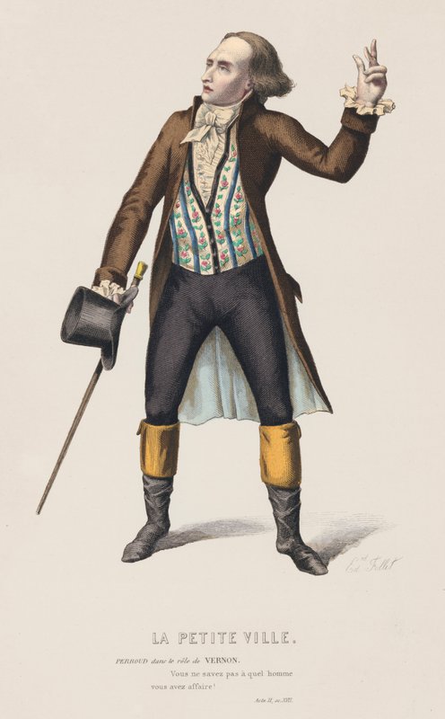 La Petite Ville, Act II, Sc XVII (farget gravering) av French School