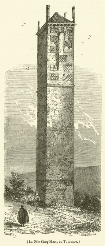 The Pile Cinq-Mars, i Touraine (gravering) av French School