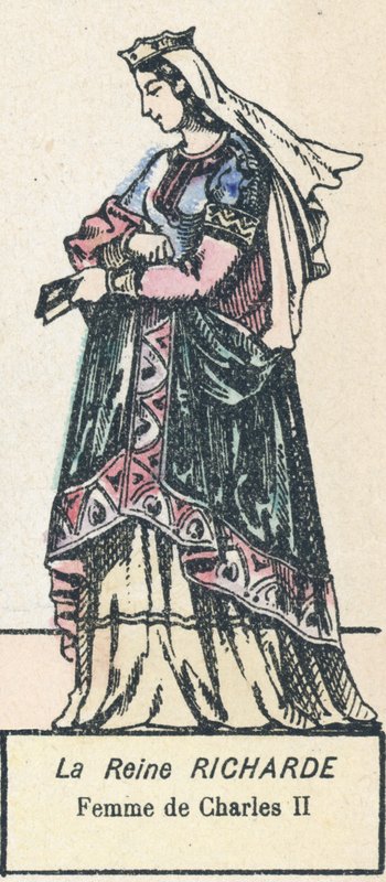 Dronning Richard, kone til Charles II (farget gravering) av French School