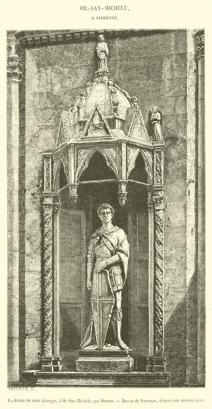 La Statue de Saint Georges, en Or-San-Michele (gravering) av French School
