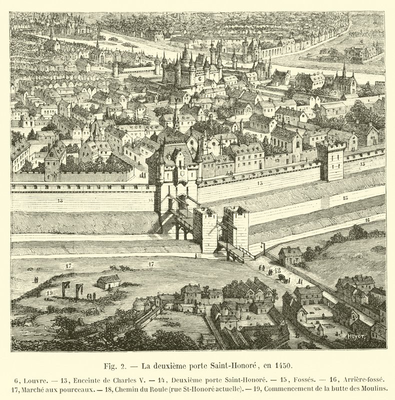 Den andre Porte Saint-Honore, i 1450 av French School