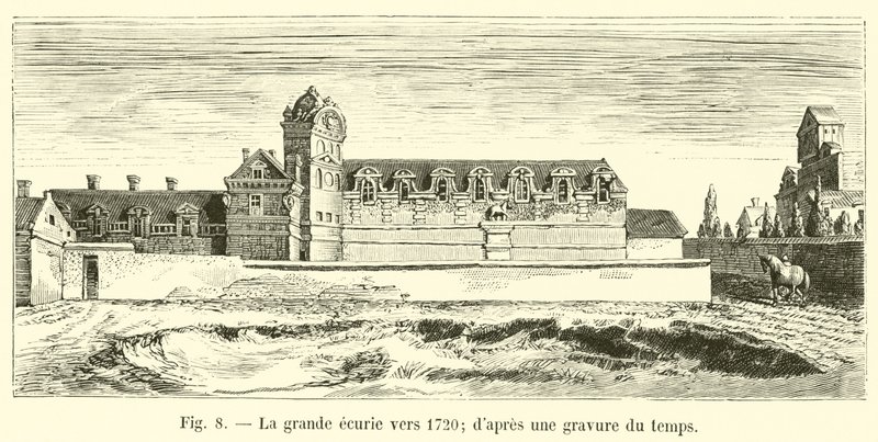 Den store stallen rundt 1720; fra en gravering av tiden av French School