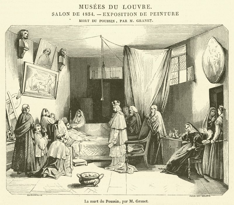 Poussins død (gravering) av French School
