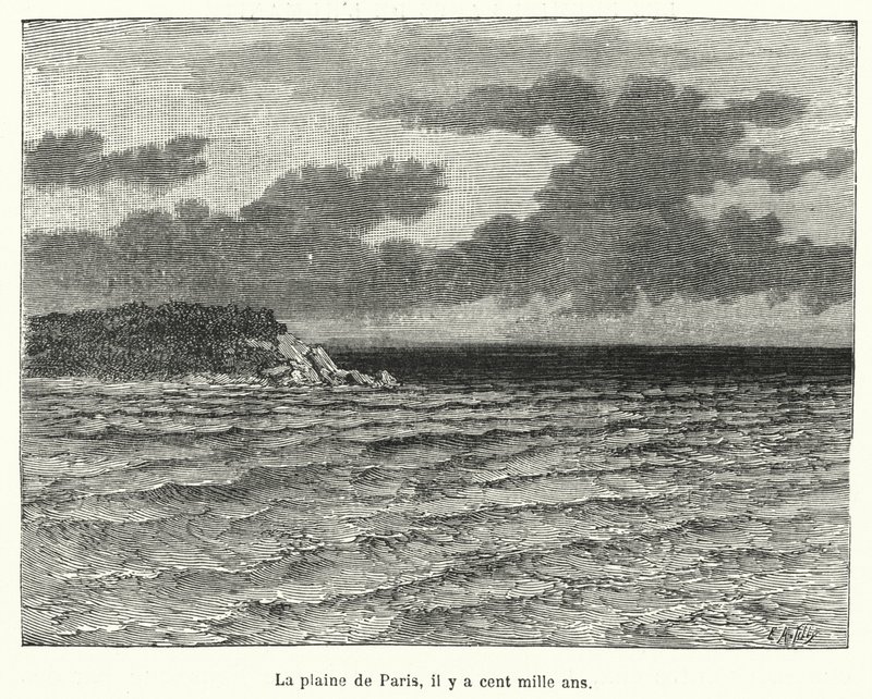 Paris-sletten, for hundre til tusen år siden (gravering) av French School