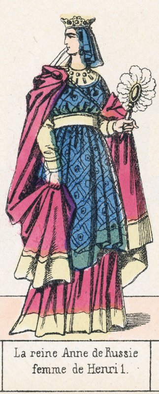 Dronning Anne av Russland, kone til Henry 1 (farget gravering) av French School