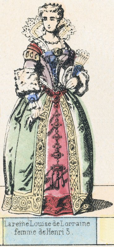 Dronning Louise av Lorraine, kone til Henry 3 (farget gravering) av French School