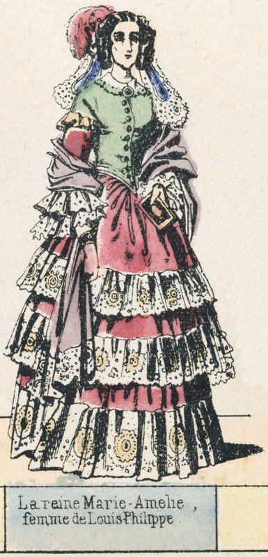 Dronning Marie-Amelie, kone til Louis-Philippe (farget gravering) av French School