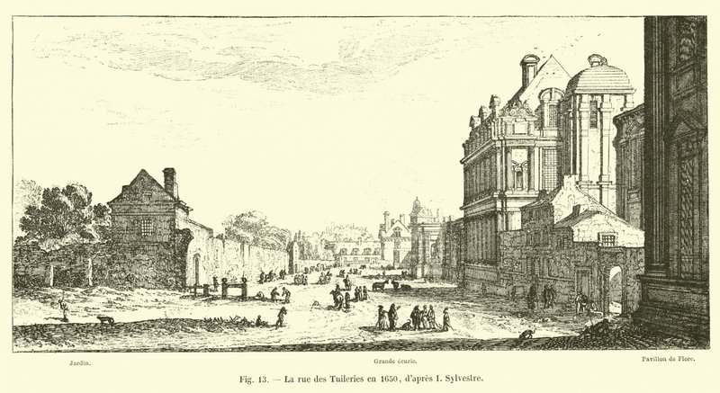 Rue des Tuileries i 1650, etter I Sylvestre av French School