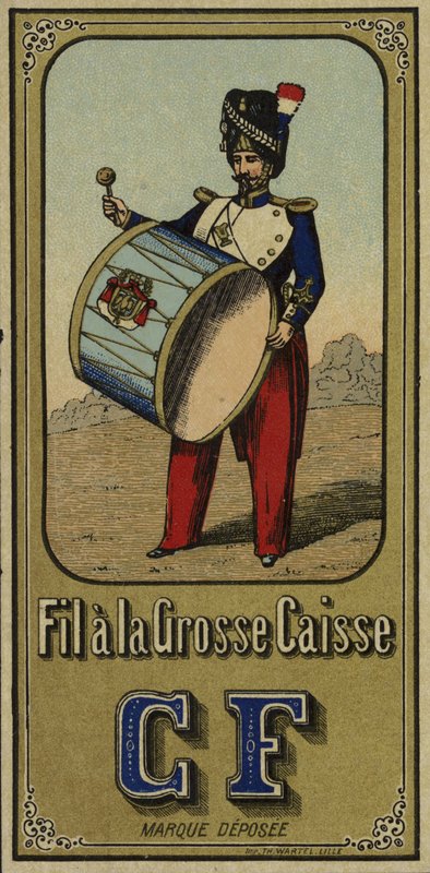 Etikett for basstrommetråd av French School