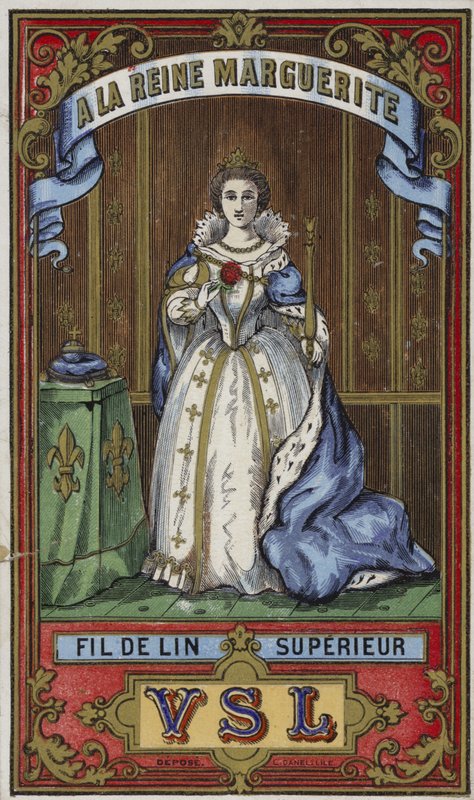 Etikett for Queen Marguerite-tråd av French School