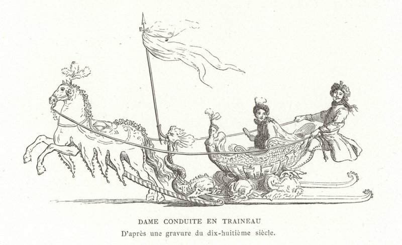 Dame som reiser med slede, Frankrike, 1700-tallet av French School