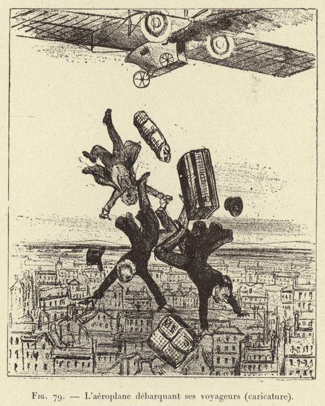 Flyet går av passasjerene (karikatur) (gravering) av French School
