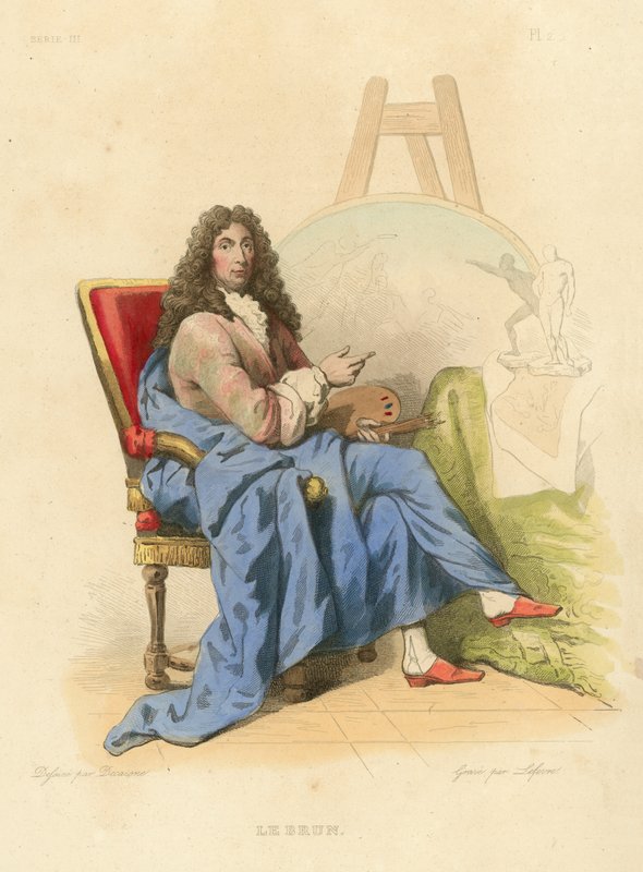 Le Brun (farget gravering) av French School