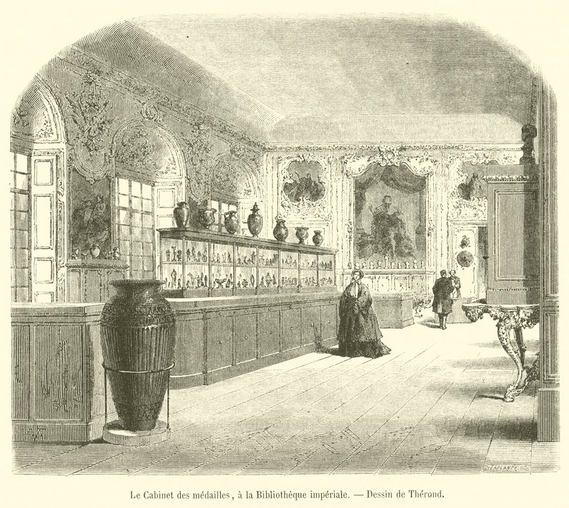 Medaljekabinettet, ved Imperial Library (gravering) av French School
