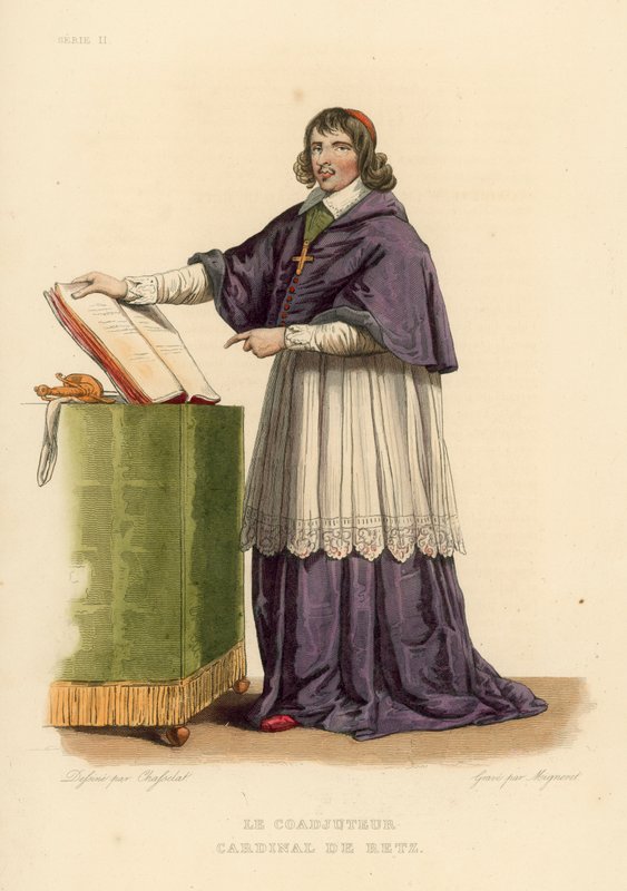 The Coadjutor, Cardinal de Retz (farget gravering) av French School