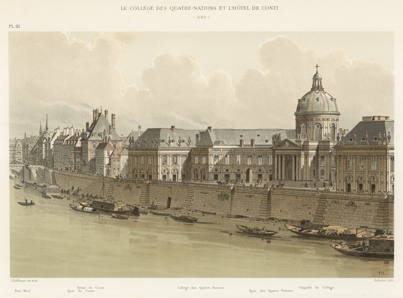 College of the Four Nations og Hotel de Conti, 1689 av French School