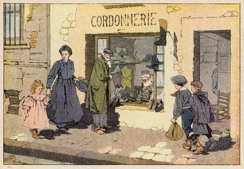Le Cordonnier, Skomakeren (litho-farge) av French School