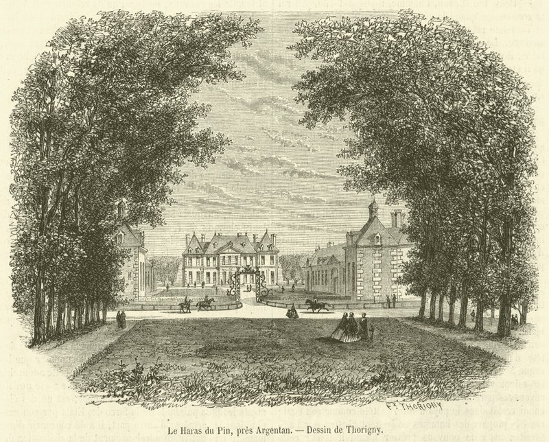 Haras du Pin, nær Argentan (gravering) av French School