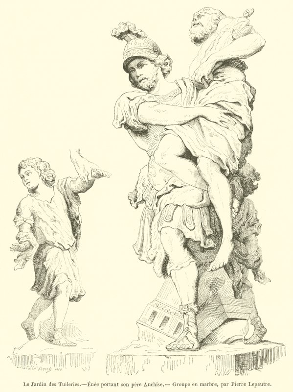 Tuileriehagen, Aeneas som bærer faren Anchises (gravering) av French School