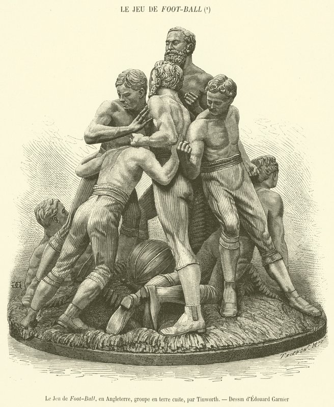 The Game of Foot-Ball, England, terrakottagruppe (gravering) av French School