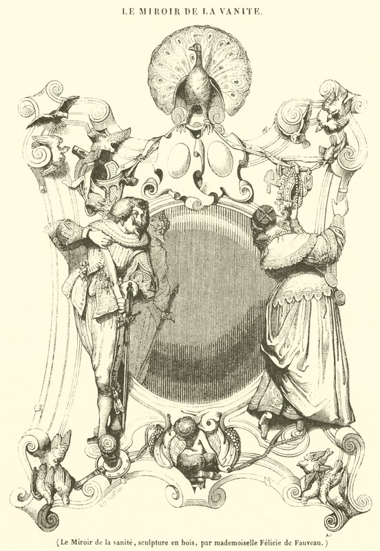 Forfengelighetens speil, treskulptur (gravering) av French School