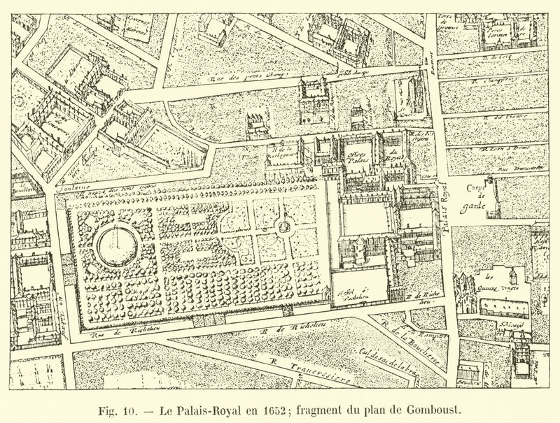 Palais-Royal i 1652; fragment av planen til Gomboust av French School