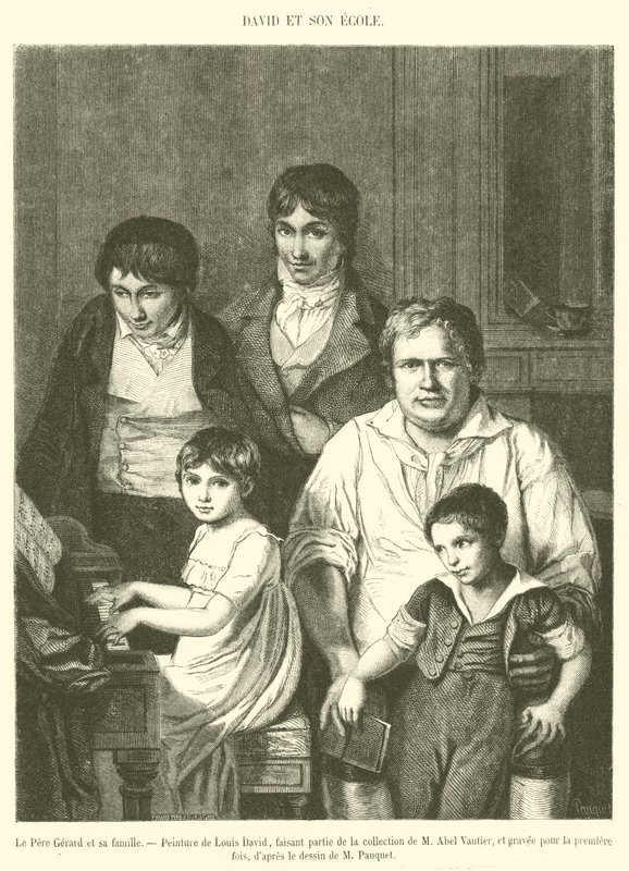 Far Gerard og hans familie (gravering) av French School