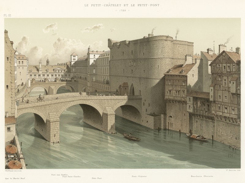 Petit-Chatelet og Petit-Pont, 1780 av French School