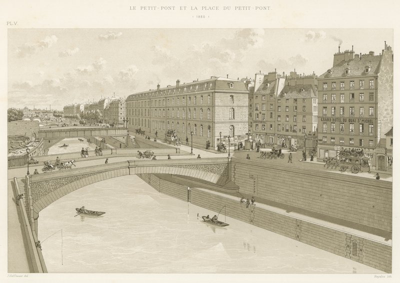 Petit-Pont og Place du Petit-Pont, 1880 av French School