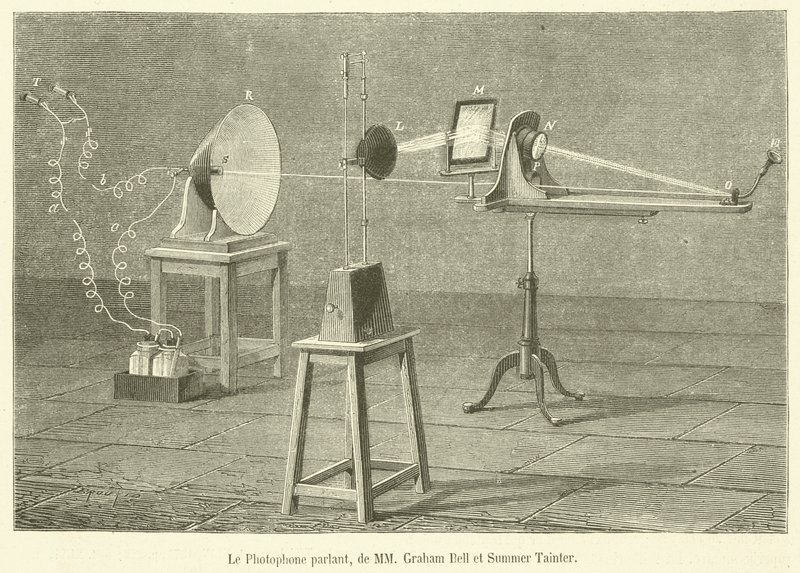 The Talking Photophone, av Mrs. Graham Bell og Summer Tainter (gravering) av French School