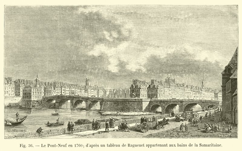 Pont-Neuf i 1760, etter et maleri av Raguenet som tilhørte Samaritaine-badene av French School