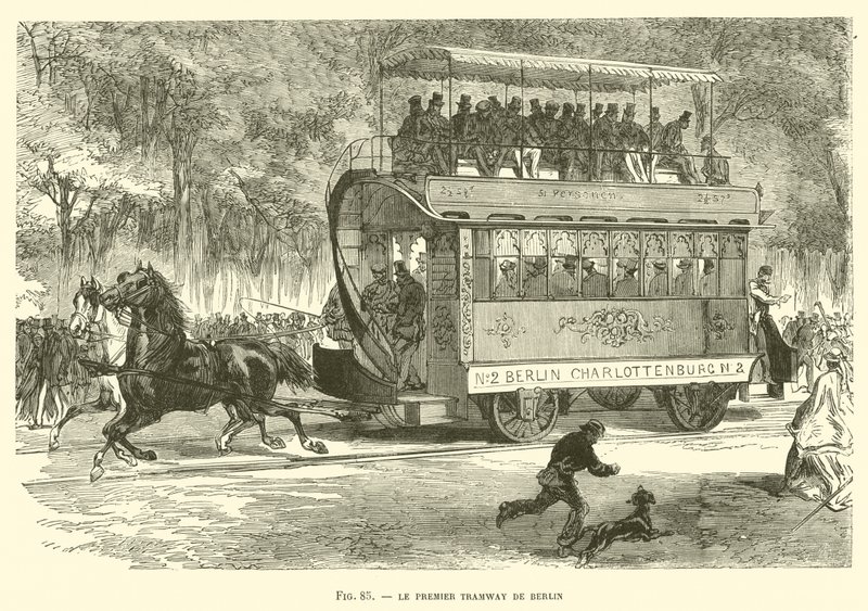 Berlins første trikk (gravering) av French School