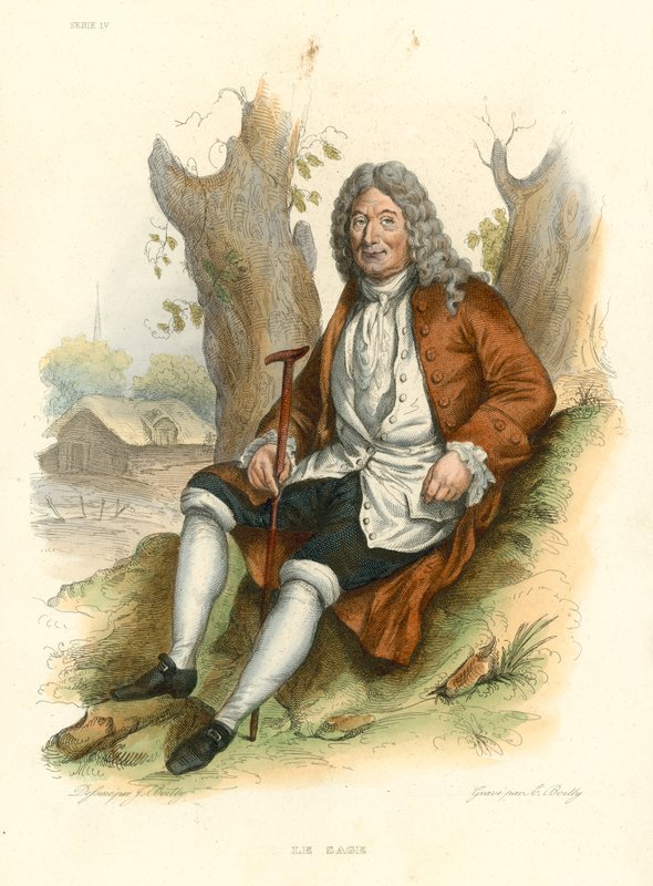 Le Sage (farget gravering) av French School