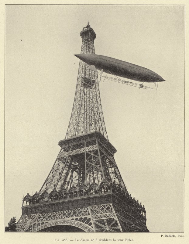 Santos no 6 dobler Eiffeltårnet (gravering) av French School