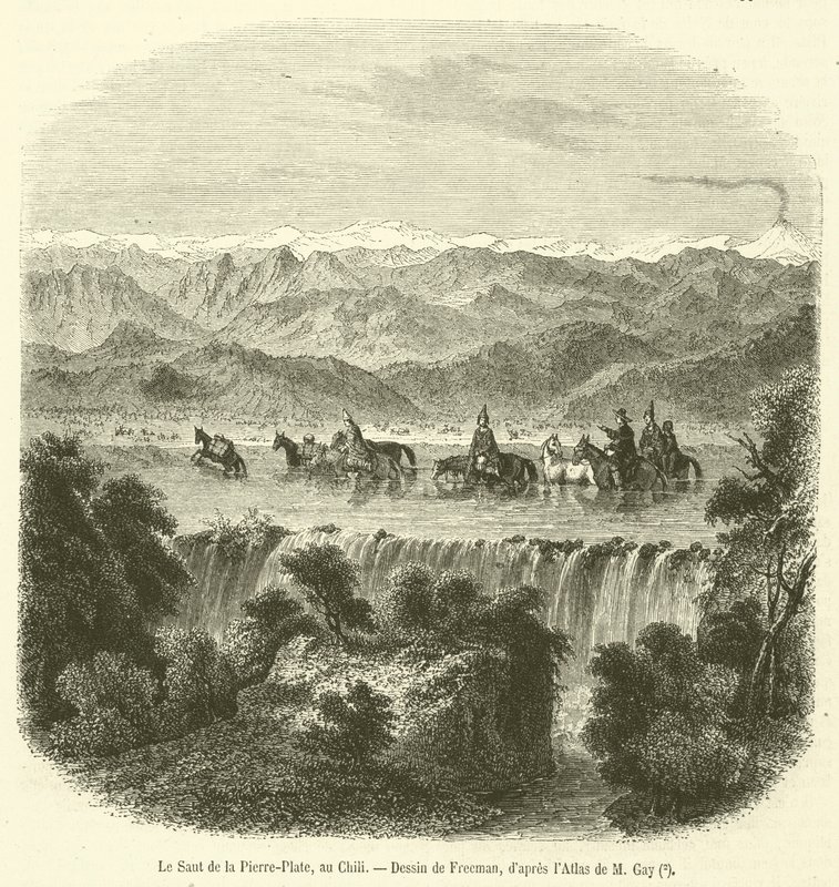 Le Saut de la Pierre-Plate, i Chile (gravering) av French School