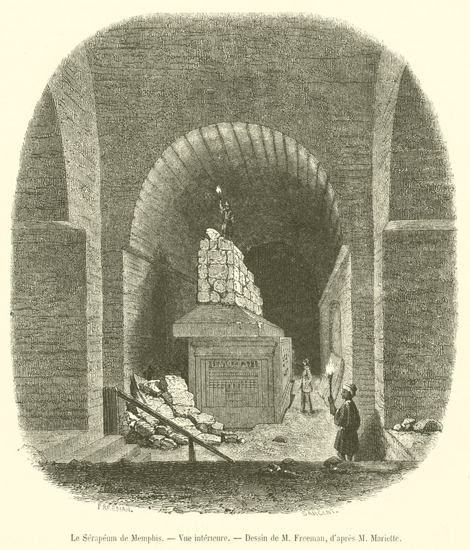 The Serapeum of Memphis, innvendig visning (gravering) av French School