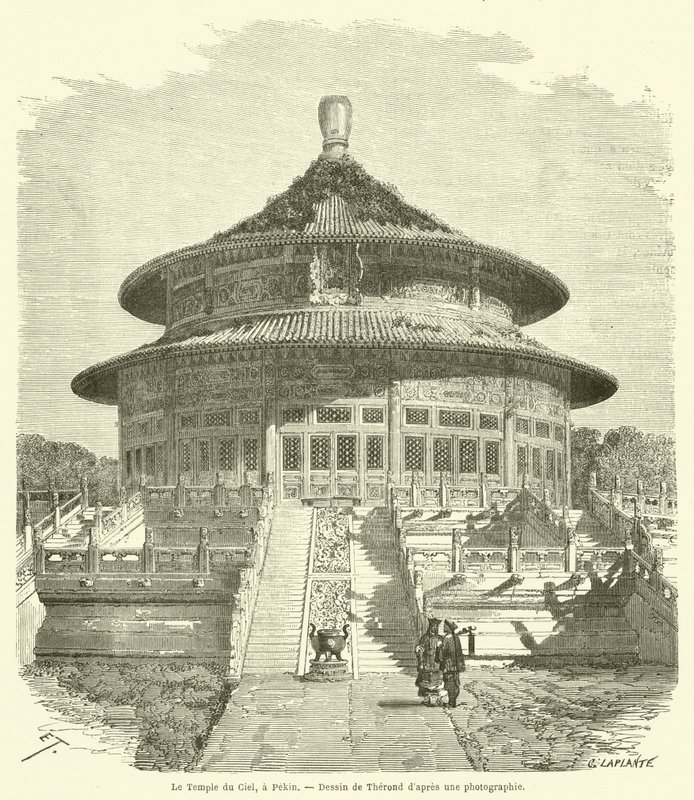 Himmelens tempel, i Beijing (gravering) av French School