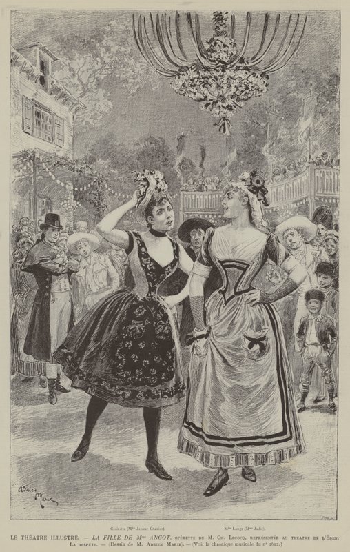 The Illustrious Theatre, Fru Angots datter, operette av M Ch Lecocq, fremført på Eden Theatre, Tvisten (gravering) av French School