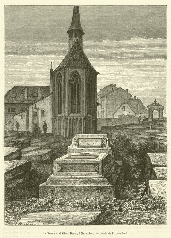 Graven til Albert Durer, i Nürnberg (gravering) av French School