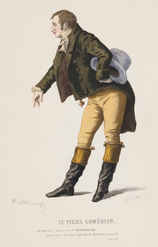 Den gamle komikeren, Scene XIII (farget gravering) av French School