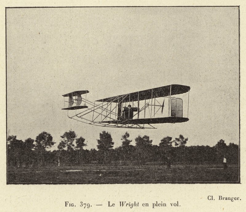 Le Wright en plein vol (gravering) av French School