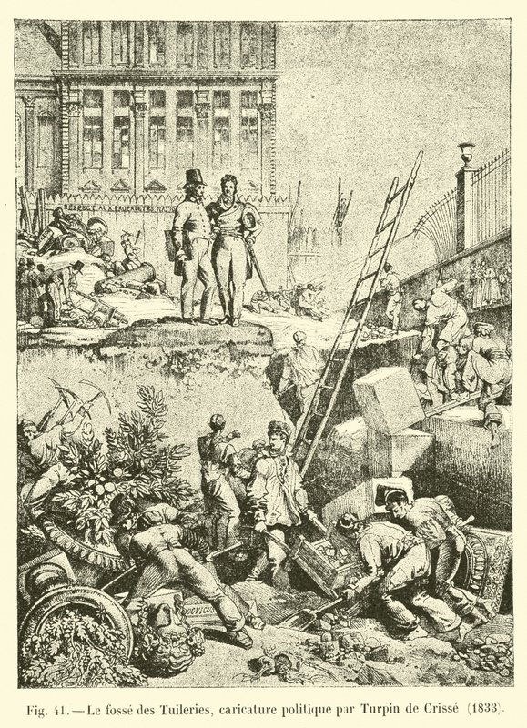The pit of the Tuileries, politisk karikatur av Turpin de Crisse, 1833 av French School