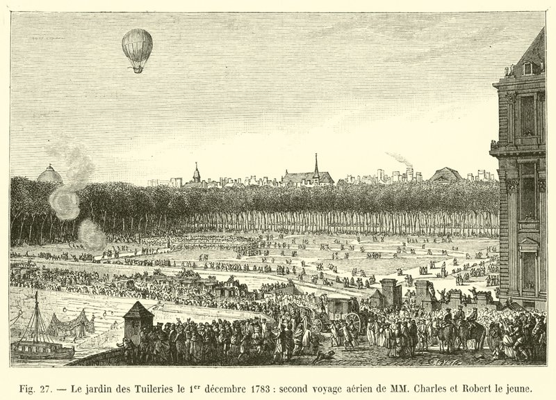 Tuileriehagen 1. desember 1783, andre flyreise til MM Charles og Robert den yngre av French School