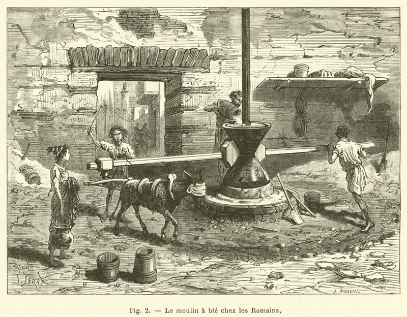 Hvetemøllen blant romerne (gravering) av French School