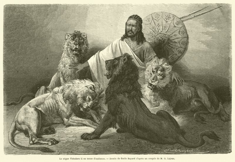 Negus Theodore II i rettsantrekk (gravering) av French School
