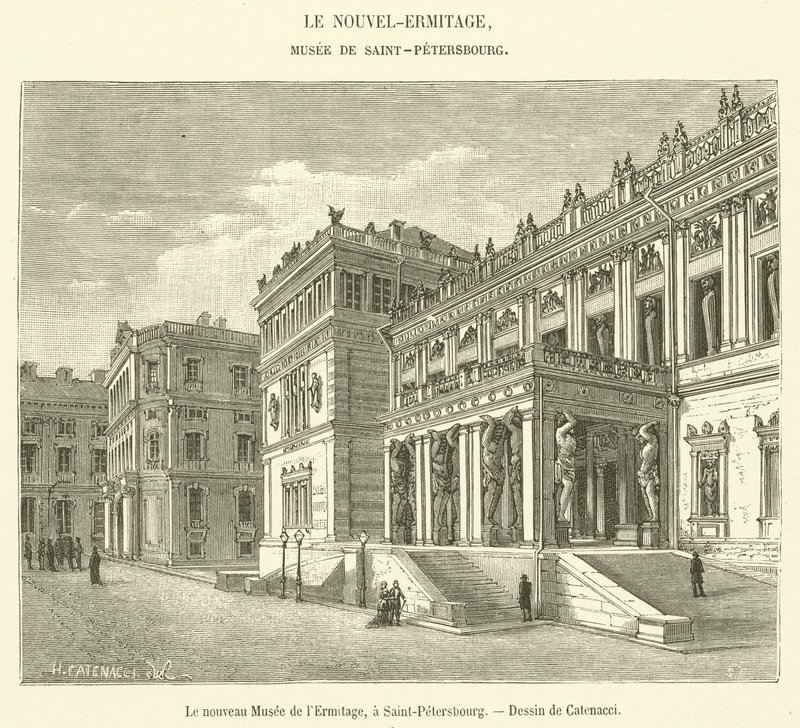 Det nye Eremitagemuseet, i Saint-Petersburg (gravering) av French School