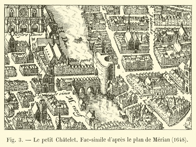 Le petit Chatelet, faksimile fra planen til Merian, 1648 av French School
