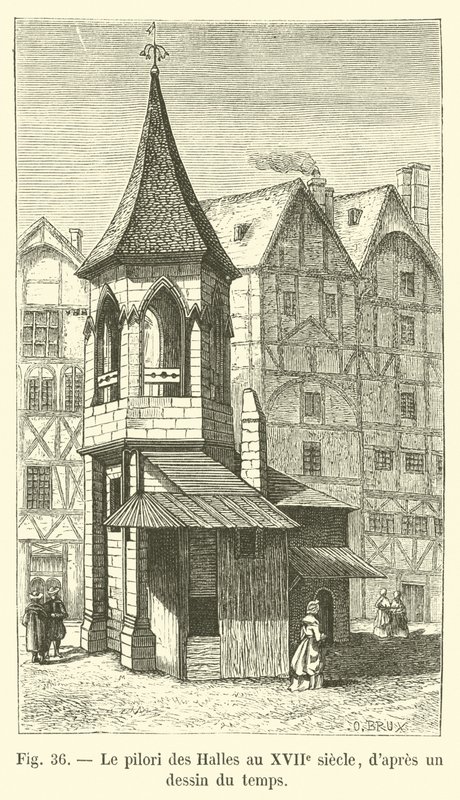 Les Halles søyle på 1600-tallet, fra en tegning fra tiden av French School
