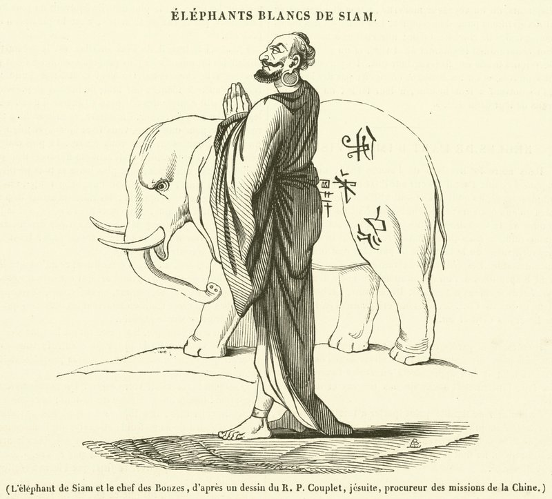 Siams elefant og bonzehøvdingen (gravering) av French School